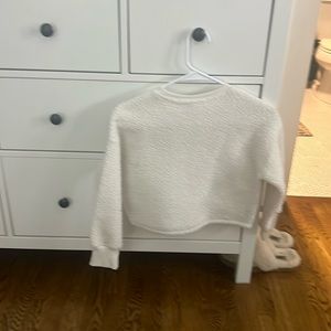 White fluffy sweater cropped top